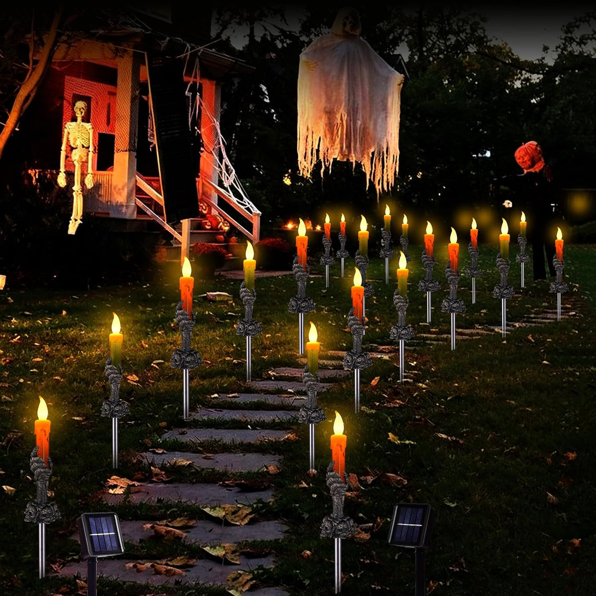 Halloween Decorations Outdoor, Solar Pathway Lights, 20 Pack