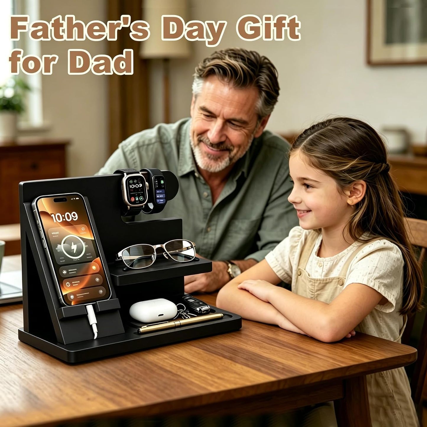 Gifts for Men Wood Phone Docking Station Birthday Gift for Men Valentines Day Gifts Father Gift for Him Boyfriend