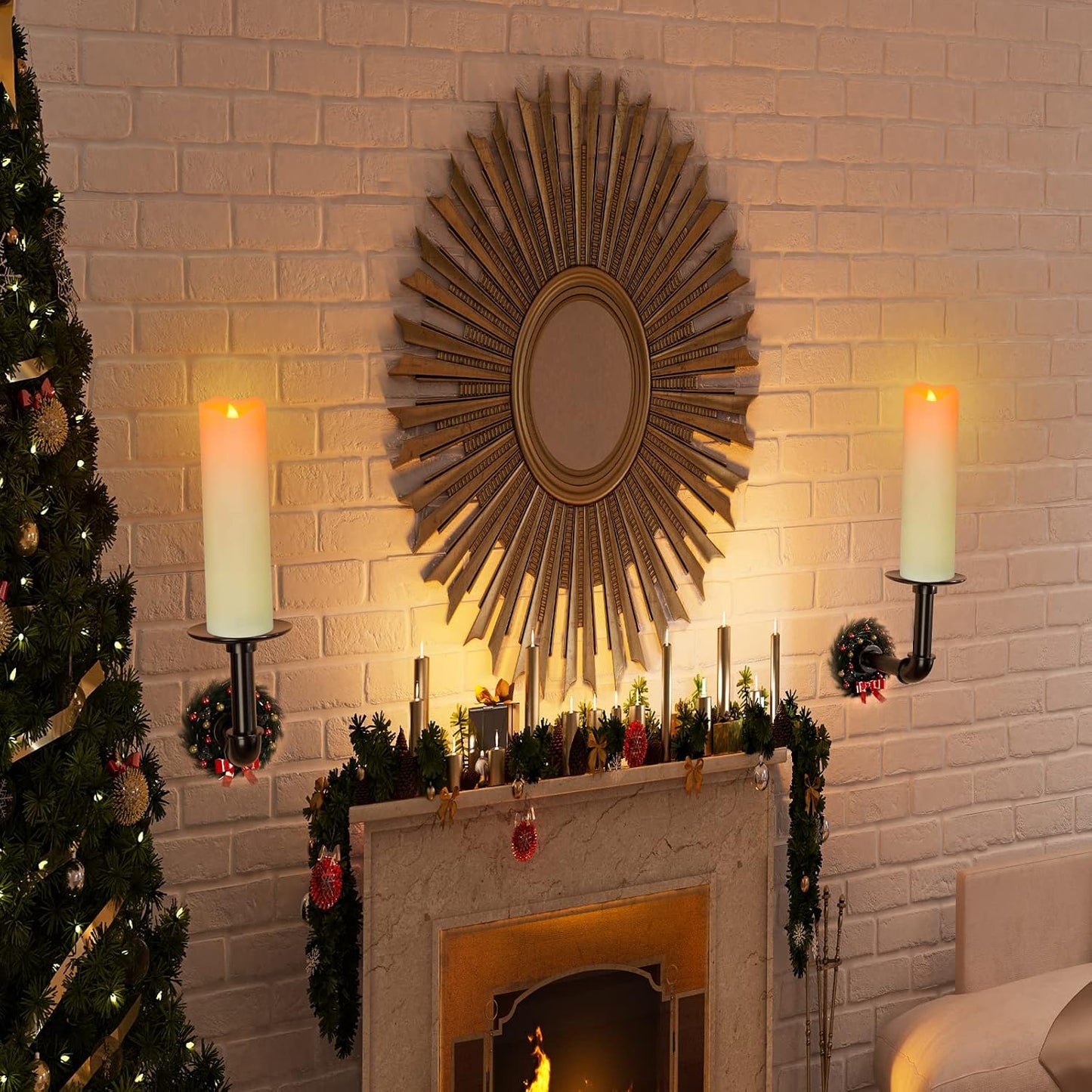PChero 10" x 3" Flickering Flameless Candles with Remote and Timers | Real Wax, Set of 2, Battery Operated LED Pillar