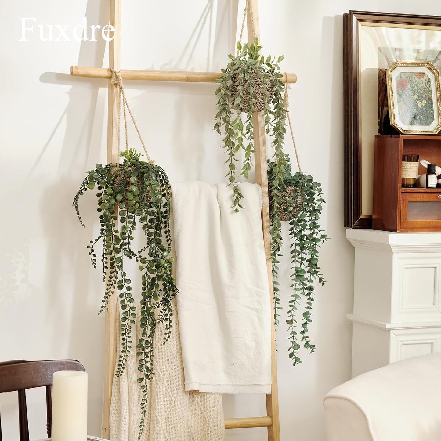 Mini Artificial Hanging Greenary Fake Hanging Plants in Basket / Hanging-a / Set of 3