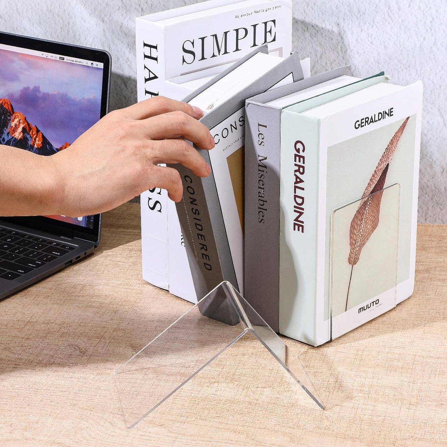 Acrylic Bookends / Organizer for Books Movies CDs / Clear / Set of 16