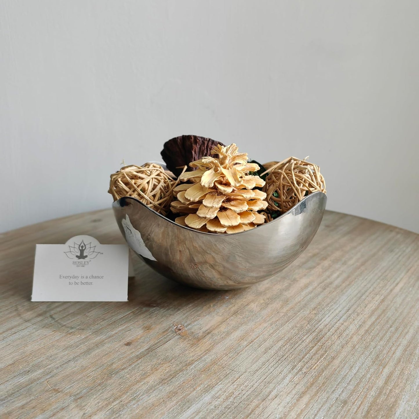 LED Candles / Diameter Finish Metal Bowl / 5.75" Diameter / Silver / 5.75 Inch