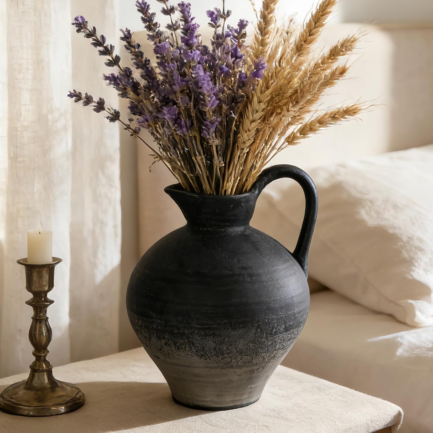 Rustic Home Decor Ceramic Rustic Vase / Black / Shape 1 / 8.86 Inch
