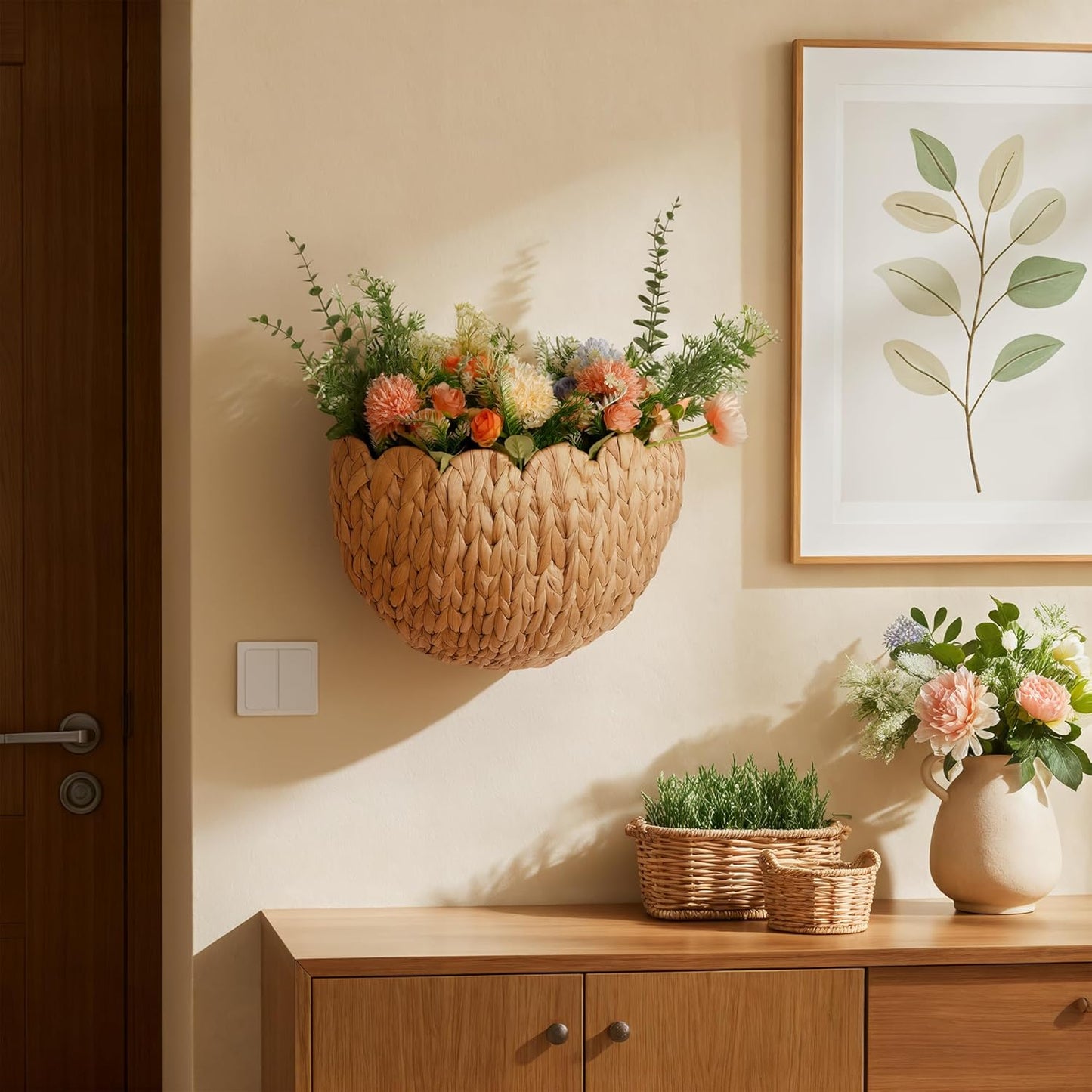 Wicker Wall Basket / Natural / Oval