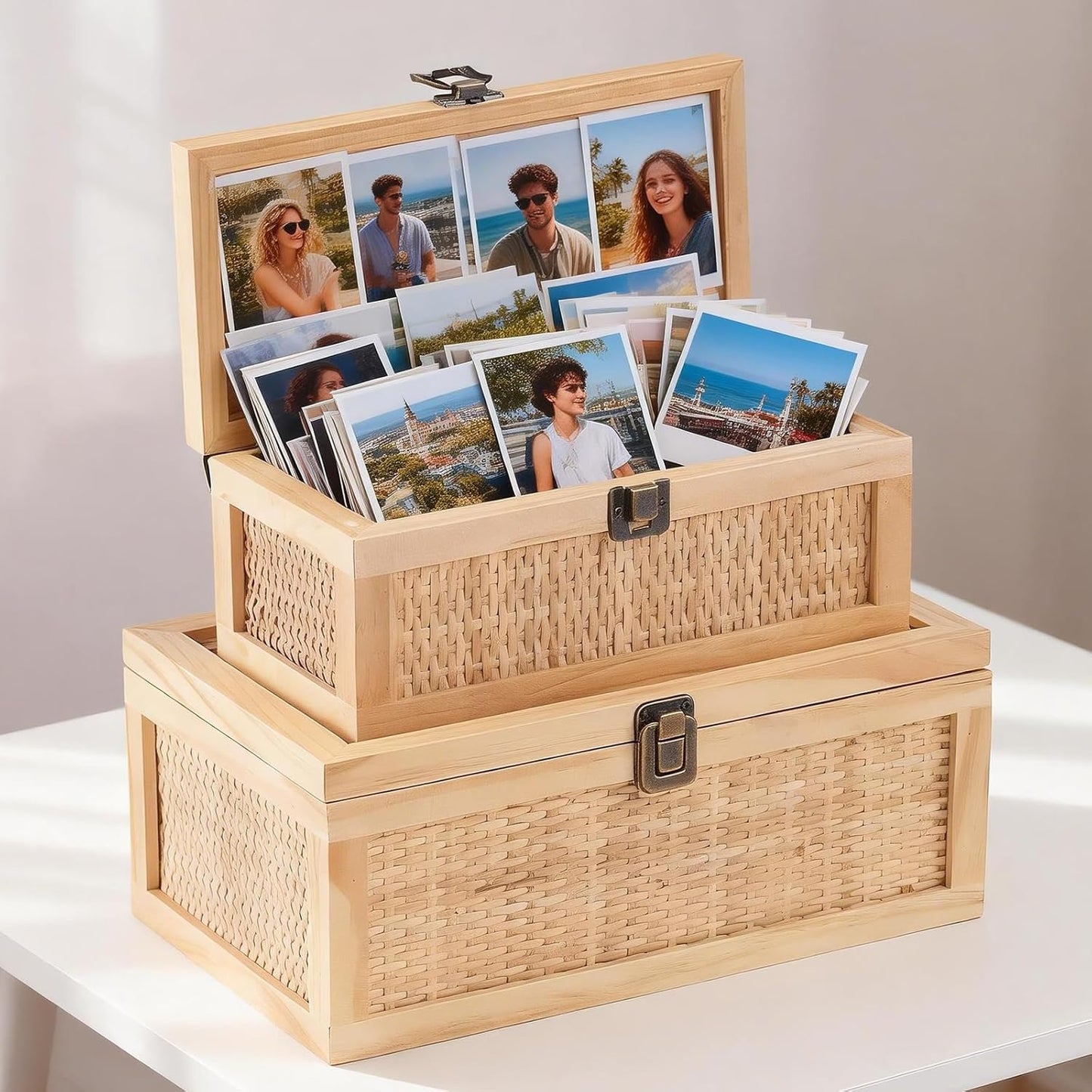 Rattan Decorative Boxes / Natural / Set of 2