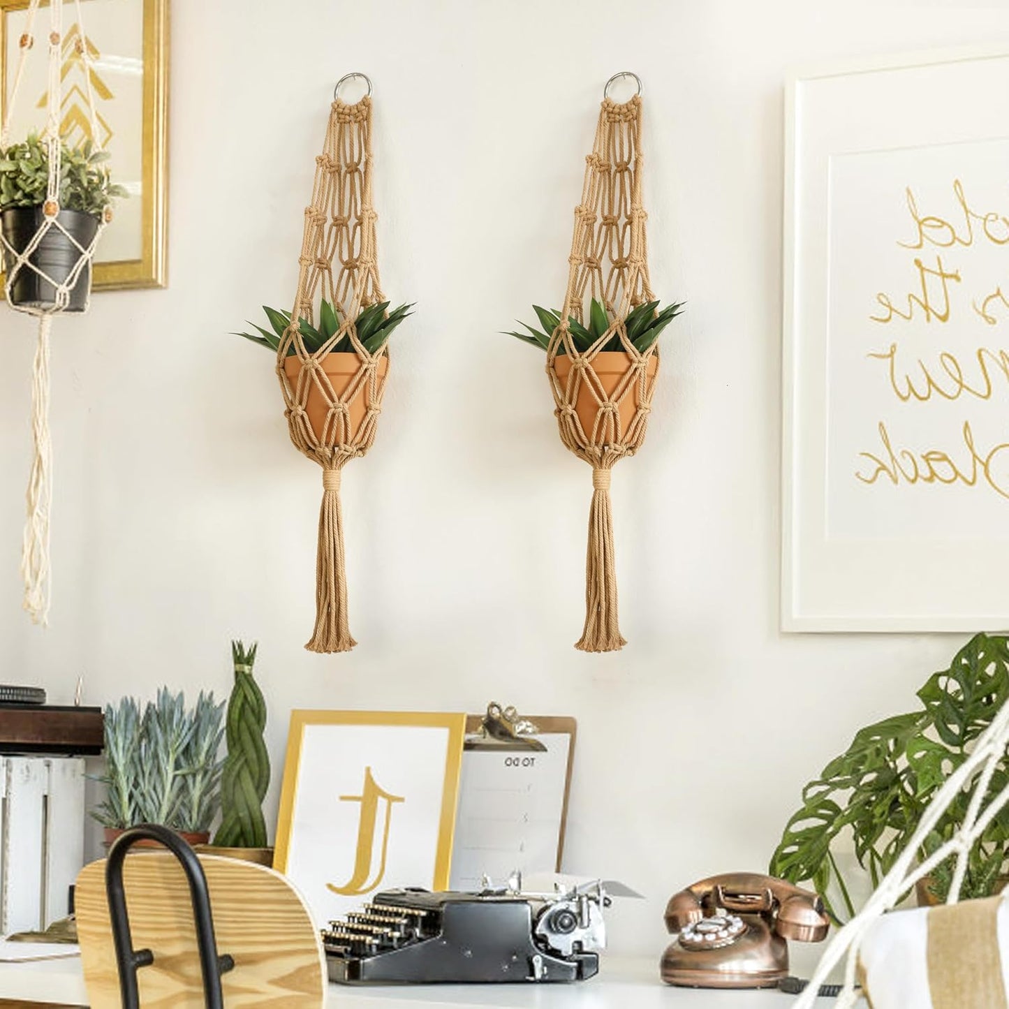 Hanging Planter / Brown Plant Hanger / Set of 2