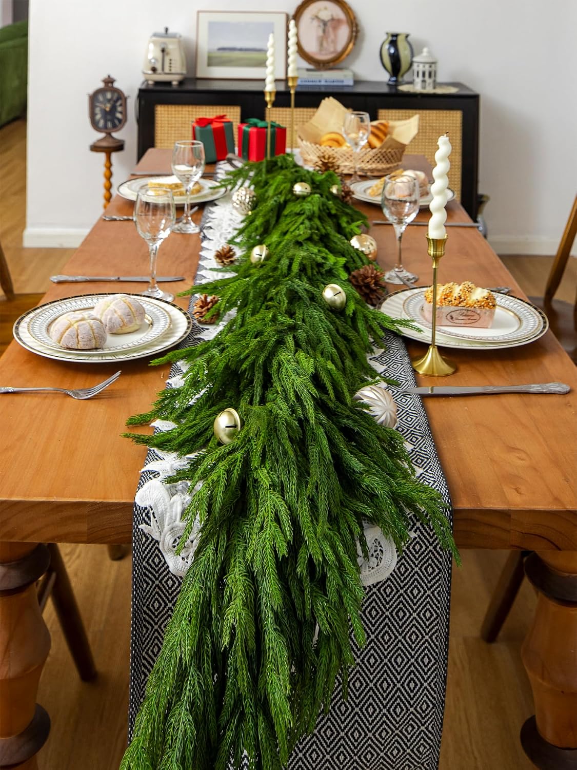 72" Extra Full Norfolk Pine Garland Realistic Christmas Garland Cedar Garland for Mantle Stairs Table Wall Fireplace
