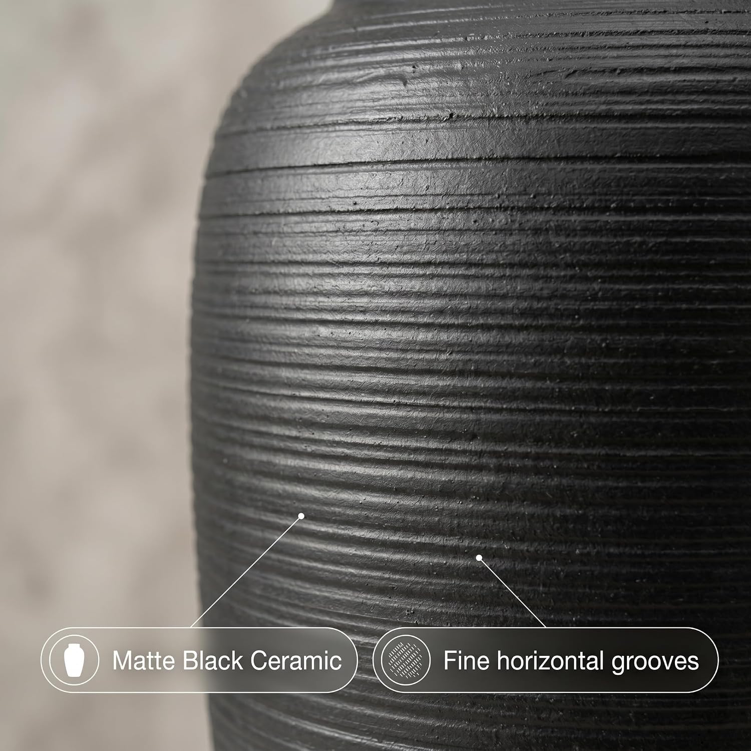 Matte Black 12.6" Ceramic Vase / Matte Black - 12.6" Tall