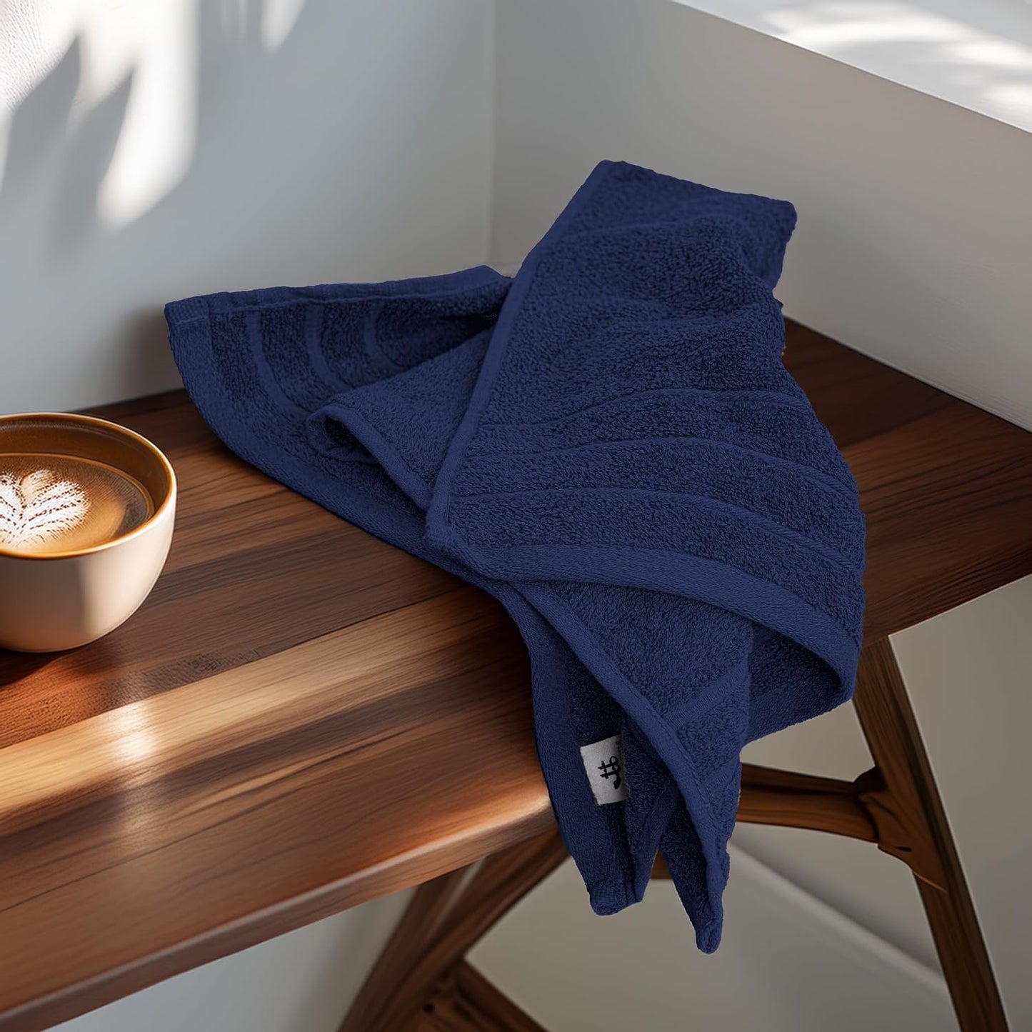 6 Piece Hand Towels Set 16 x 28 Inches, Navy | 100% Cotton, Lighter Weight, Quick to Dry, 16 x 28 Inches, Super Soft &