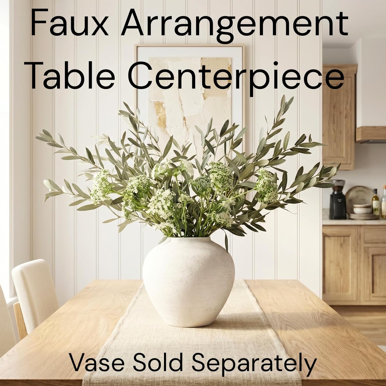 Realistic Artificial Greenery Stems for Vase / Olive & Berry / White
