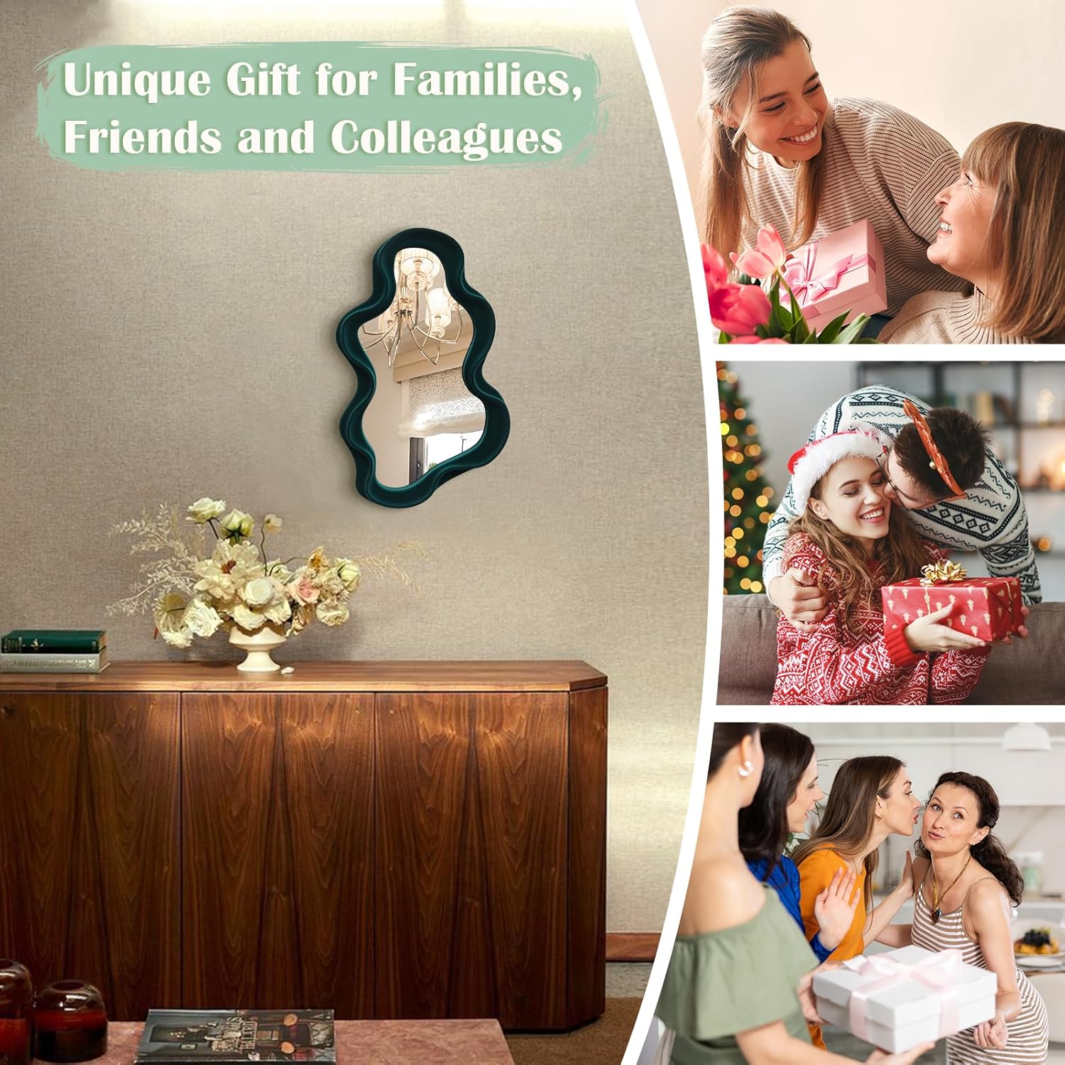 Irregular Cloud-Shaped Small Decorative Mirrors / Cloud-dark Green / 16 x 10