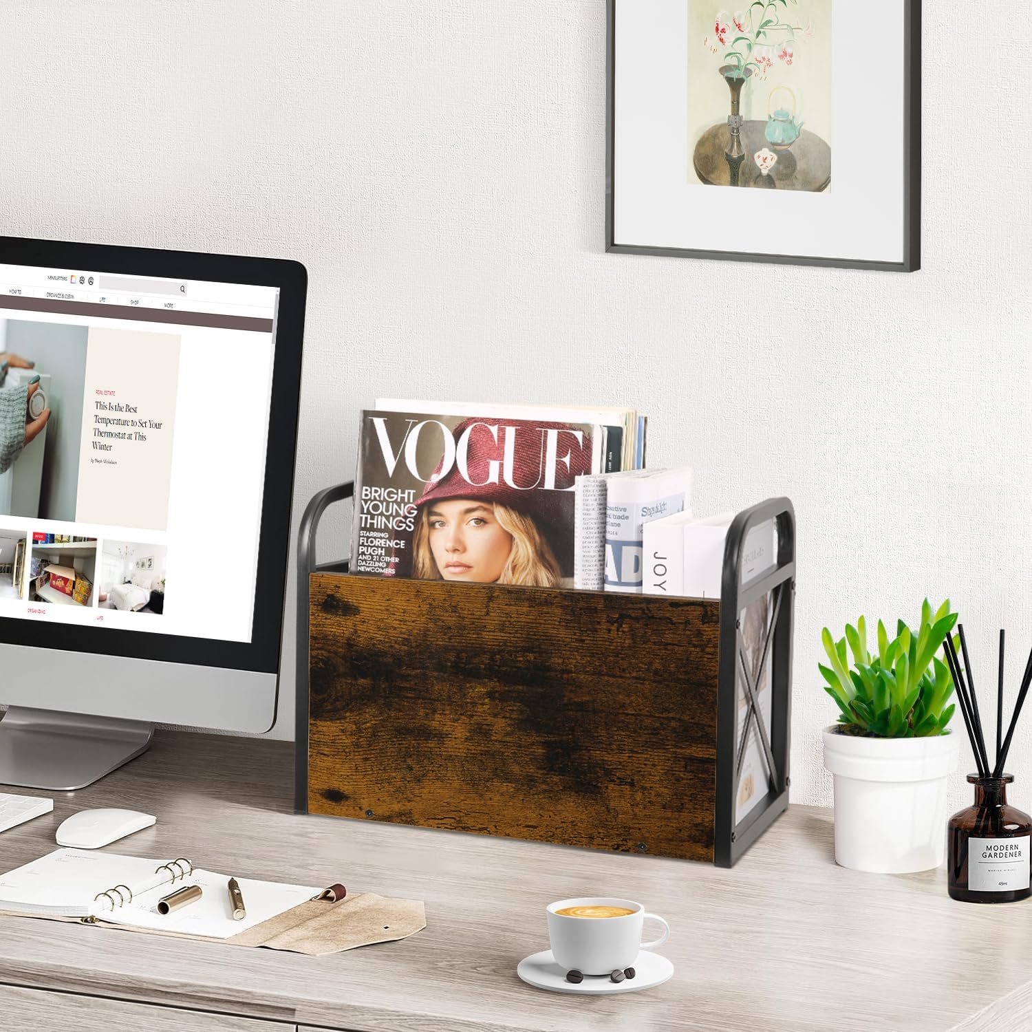 YINMIT Magazine Holder, Magazine Rack Floor, Magazine Storage Basket, Folder Organizer Bin for Books, Newspapers