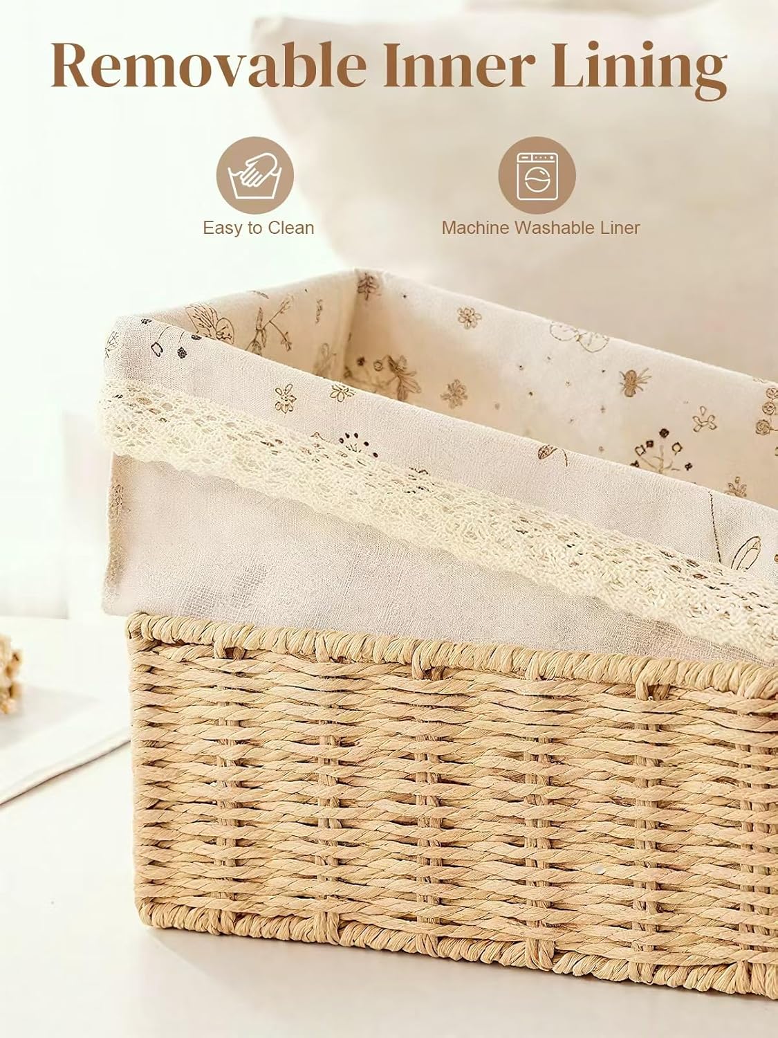 Floral Wicker Baskets / Set of 3