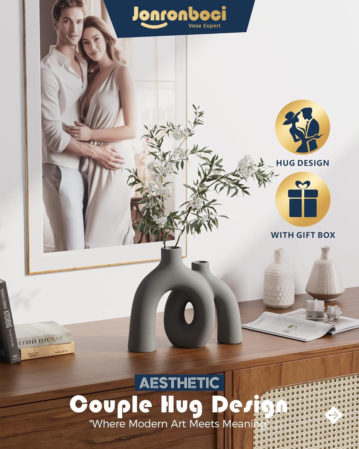 Dark Modern Minimalism Industrial Style Vases Home Decor / Gray