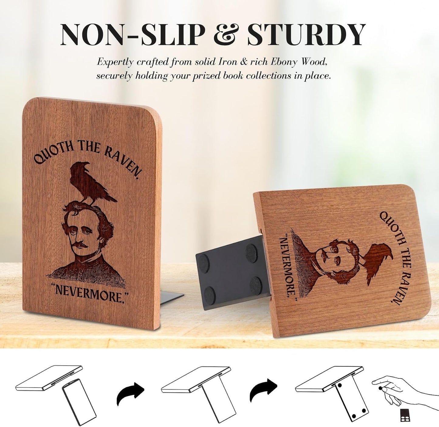 Heavy Duty Wooden Book Ends