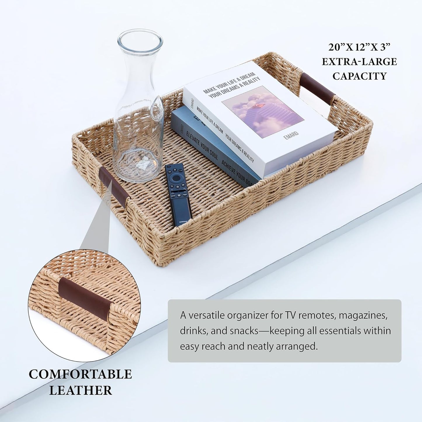 Durable Wicker Tray / Rectangle / 20 x 12