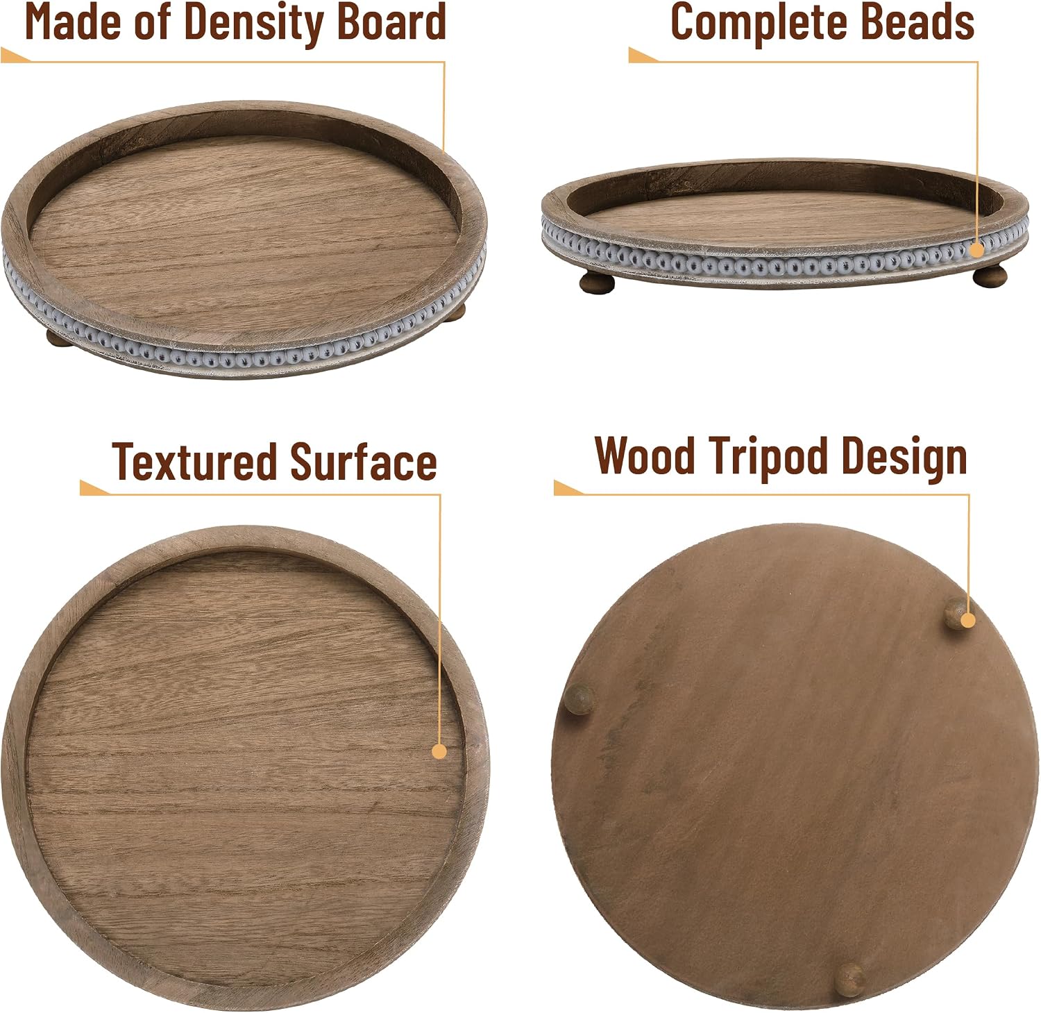 Wooden Round Tray / Warm Brown