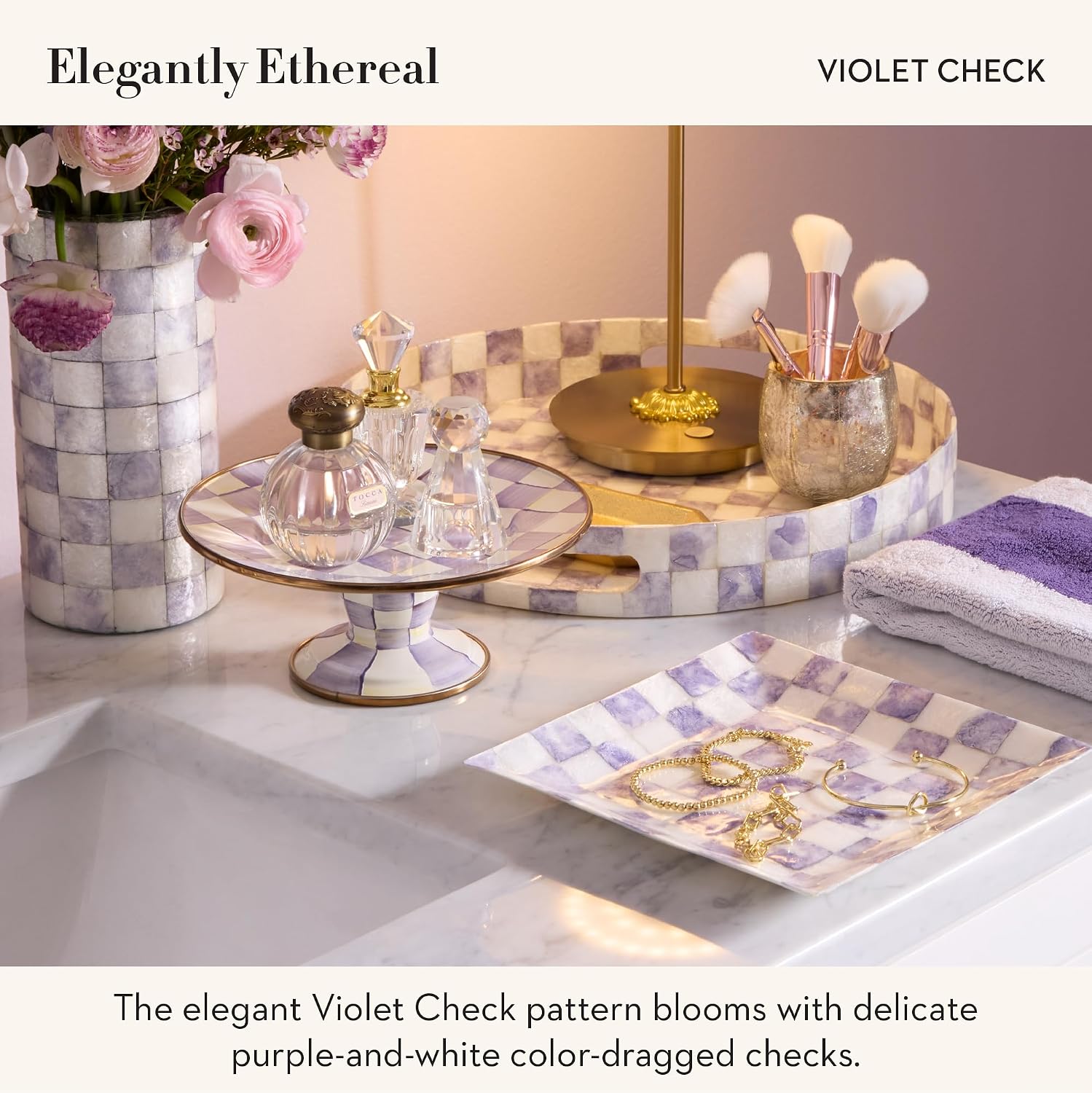 Decorative Soap Holder / Violet Check / Purple
