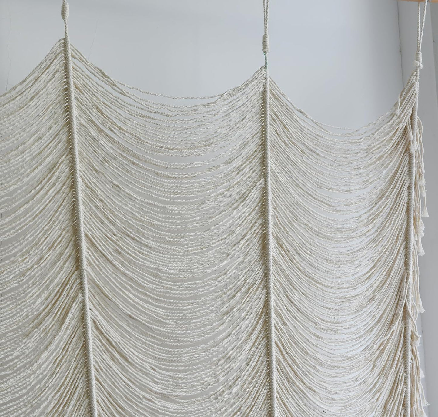 Macrame Curtain Boho Curtain Doorway Window Wall Decor Fiber Yarn Art Craftsmanship Bedroom / Ivory