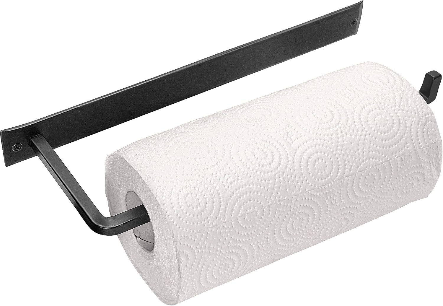 Wrought Iron Paper Towel Holder, Black, 13.7 x 4.5 x 1.5 inch | Wall mount metal paper towel rack for kitchen, sturdy