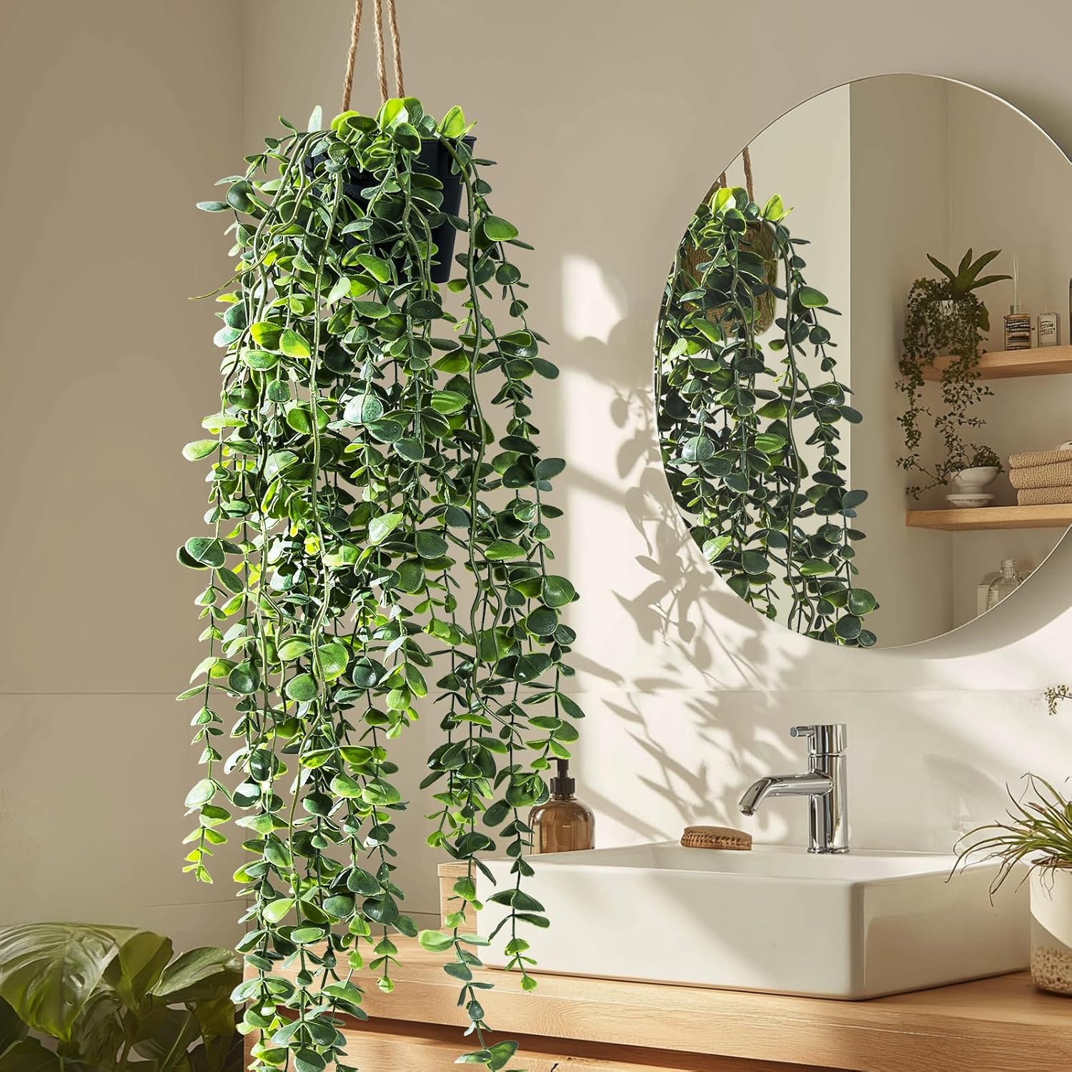 Artificial Hanging Plant Faux Plant Ivy Vine Faux Eucalyptus Vines Fake Potted / Type 7 / Set of 2
