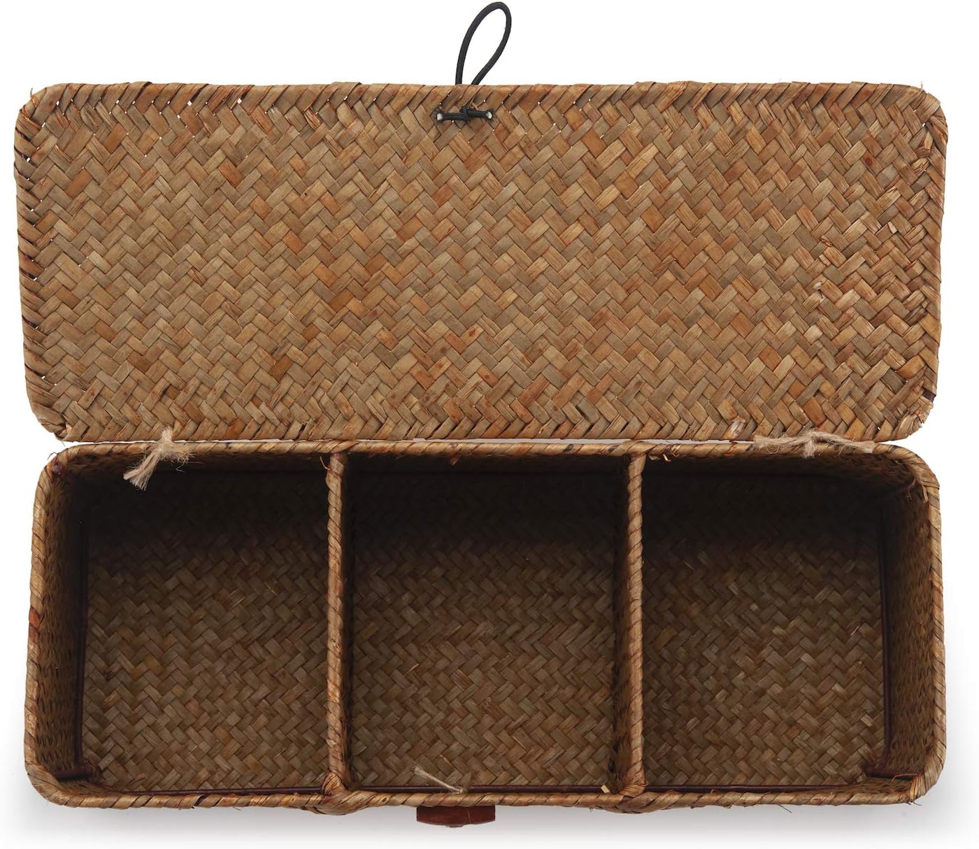 Seagrass Woven Storage Basket / 3 Section with Lid