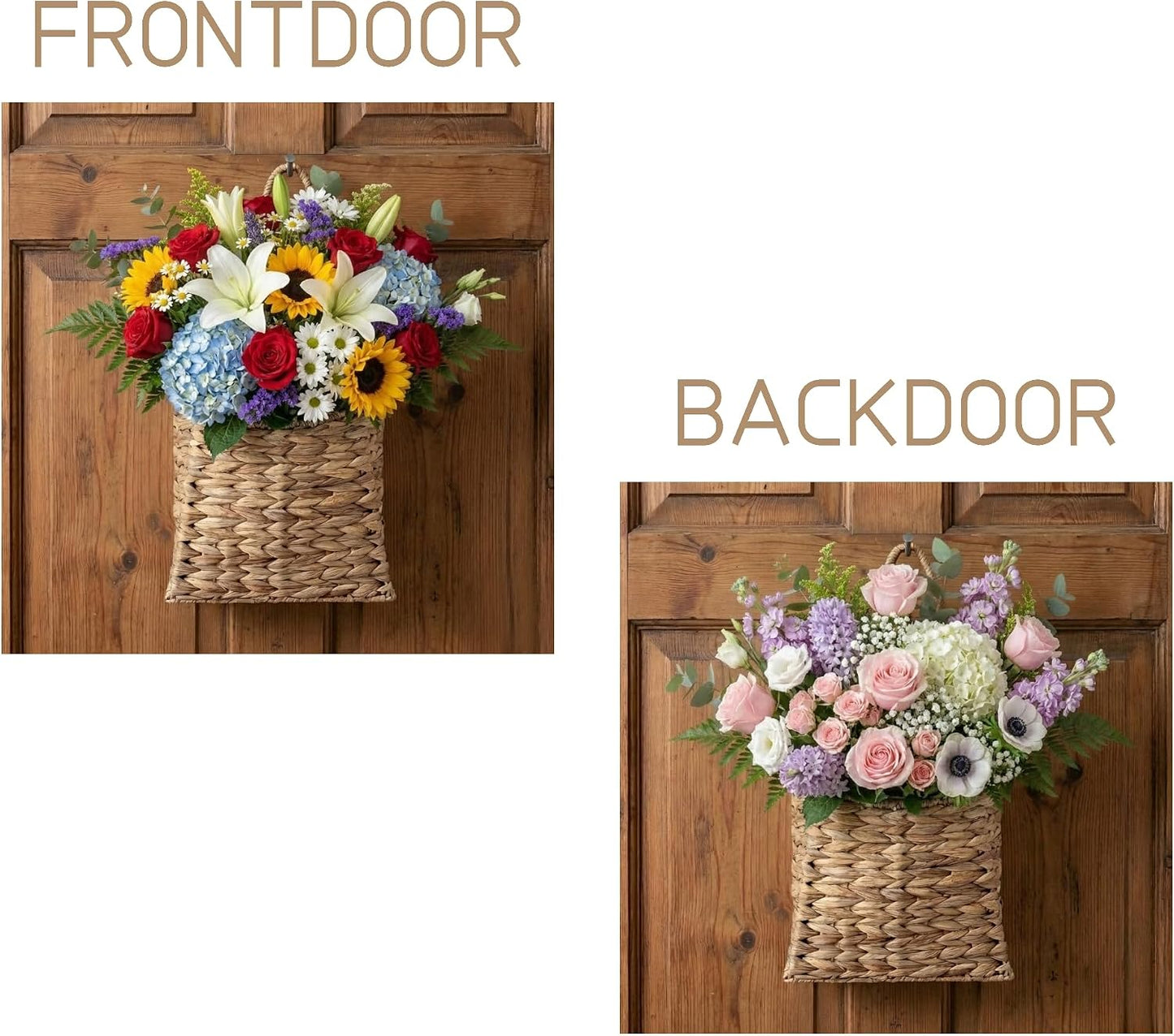 Handwoven Wicker Wall Hanging Baskets / Natural