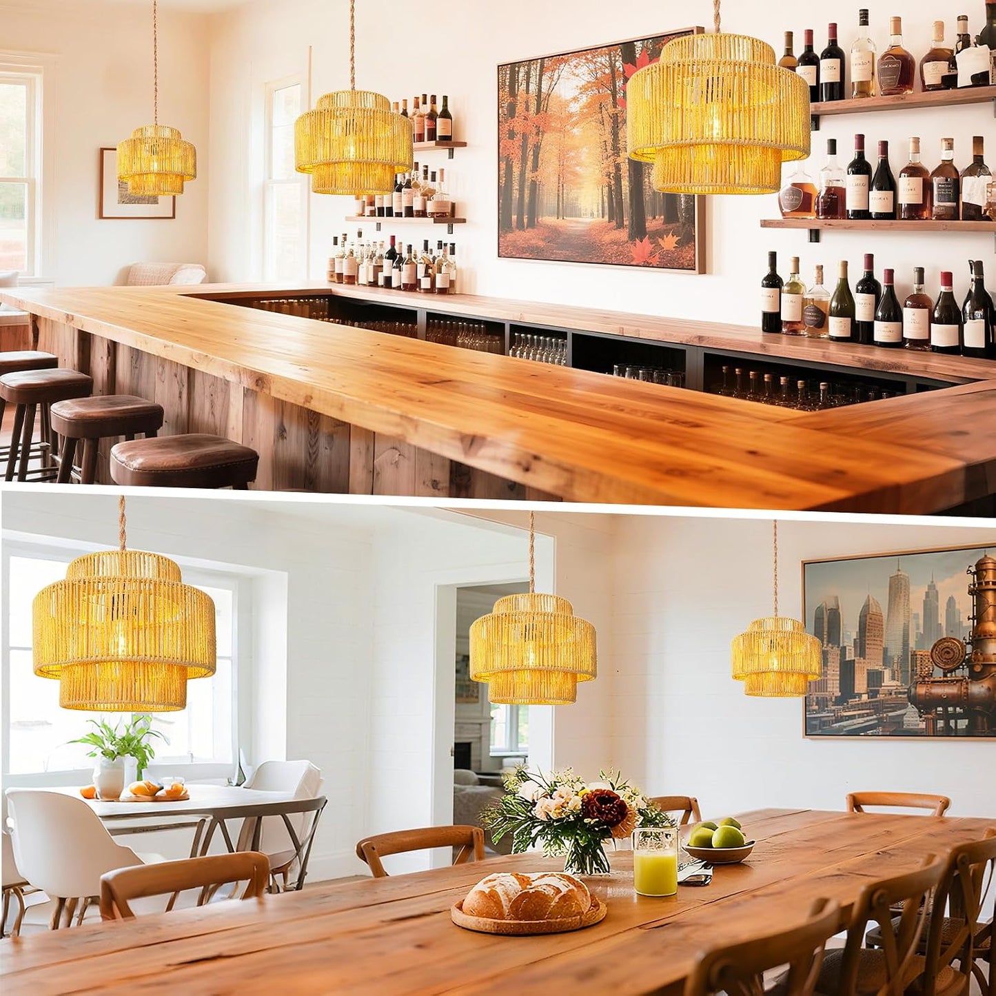 Hanging Light Ceiling Lamp Pendant Lights Rattan Hanging Lamp / 12 Inch-lantern Shade