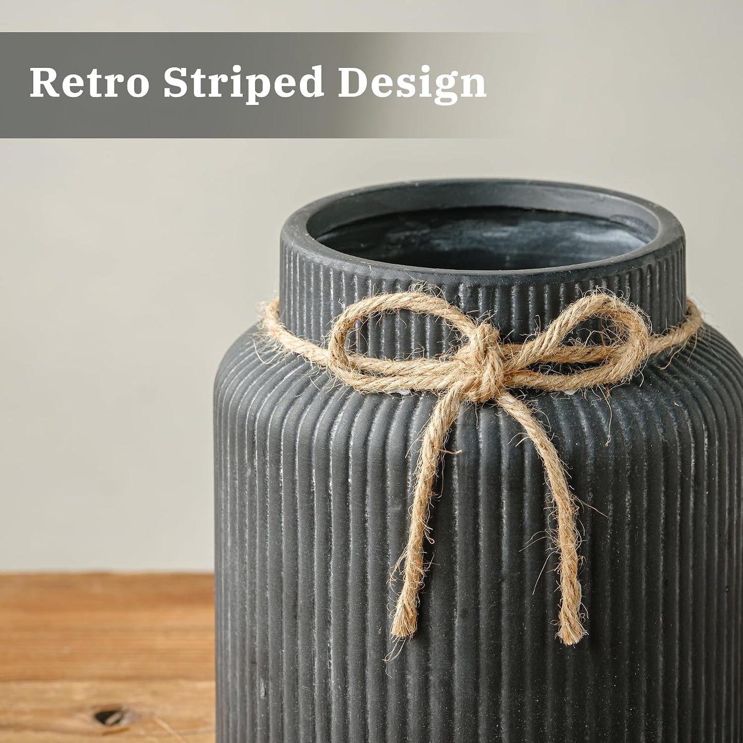 Rustic Ceramic Vase / Black / 7.2 Inch