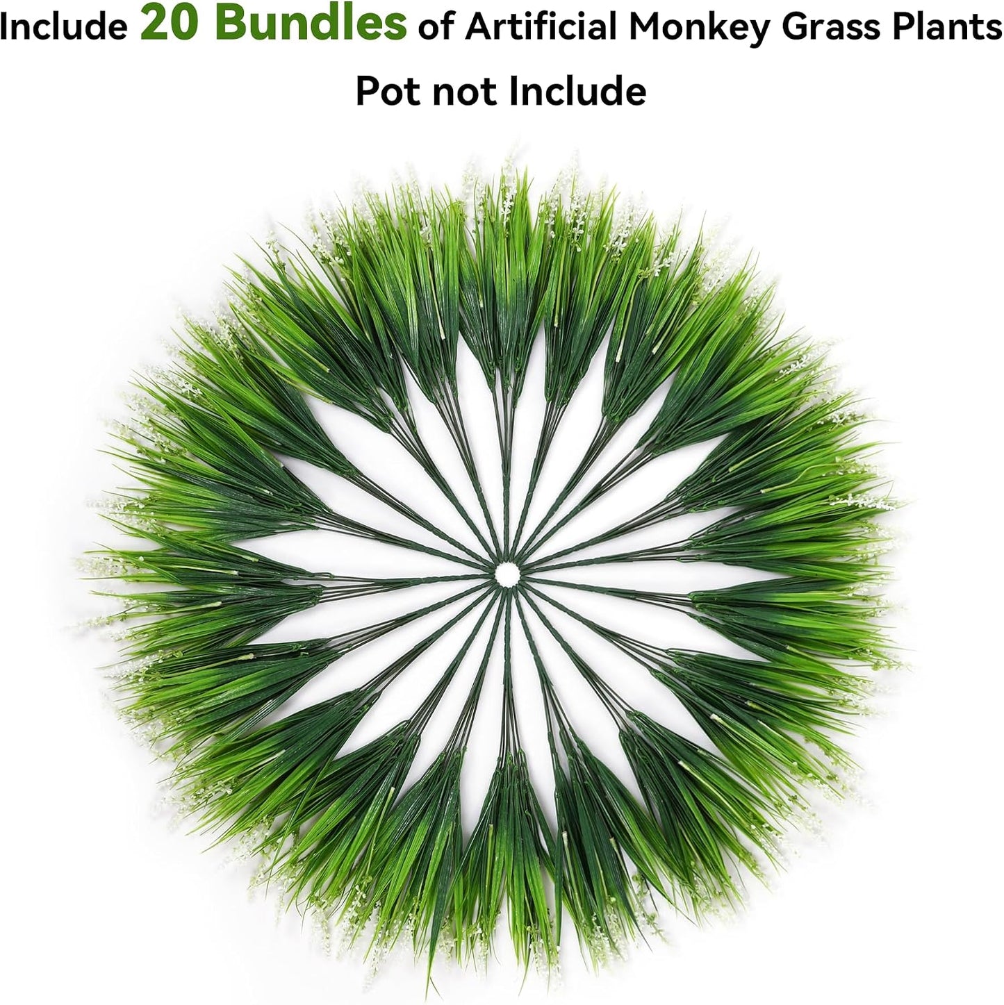 Artificial Plants Fake Flowers Monkey Grass / White / Set of 20