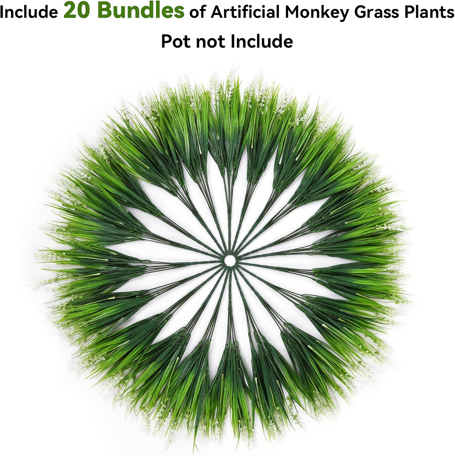 Artificial Plants Fake Flowers Monkey Grass / White / Set of 20