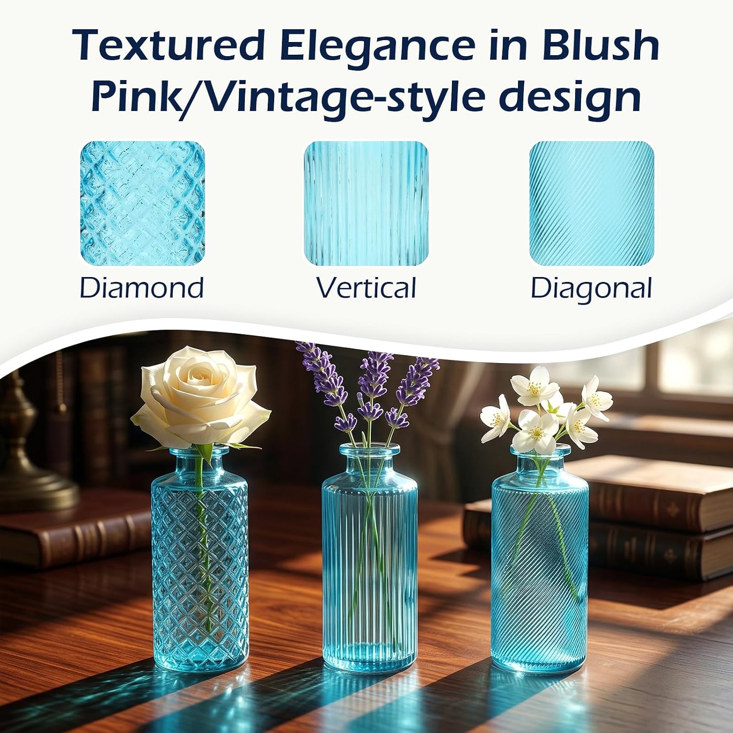 Glass Bud Vases / Blue / Set of 30