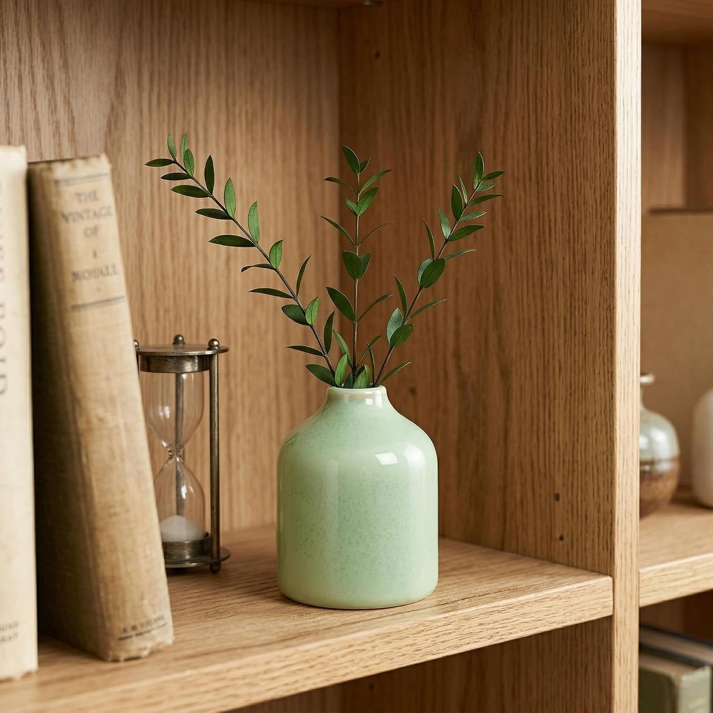 Modern Ceramic Bud Vases / Green / 4 Inch