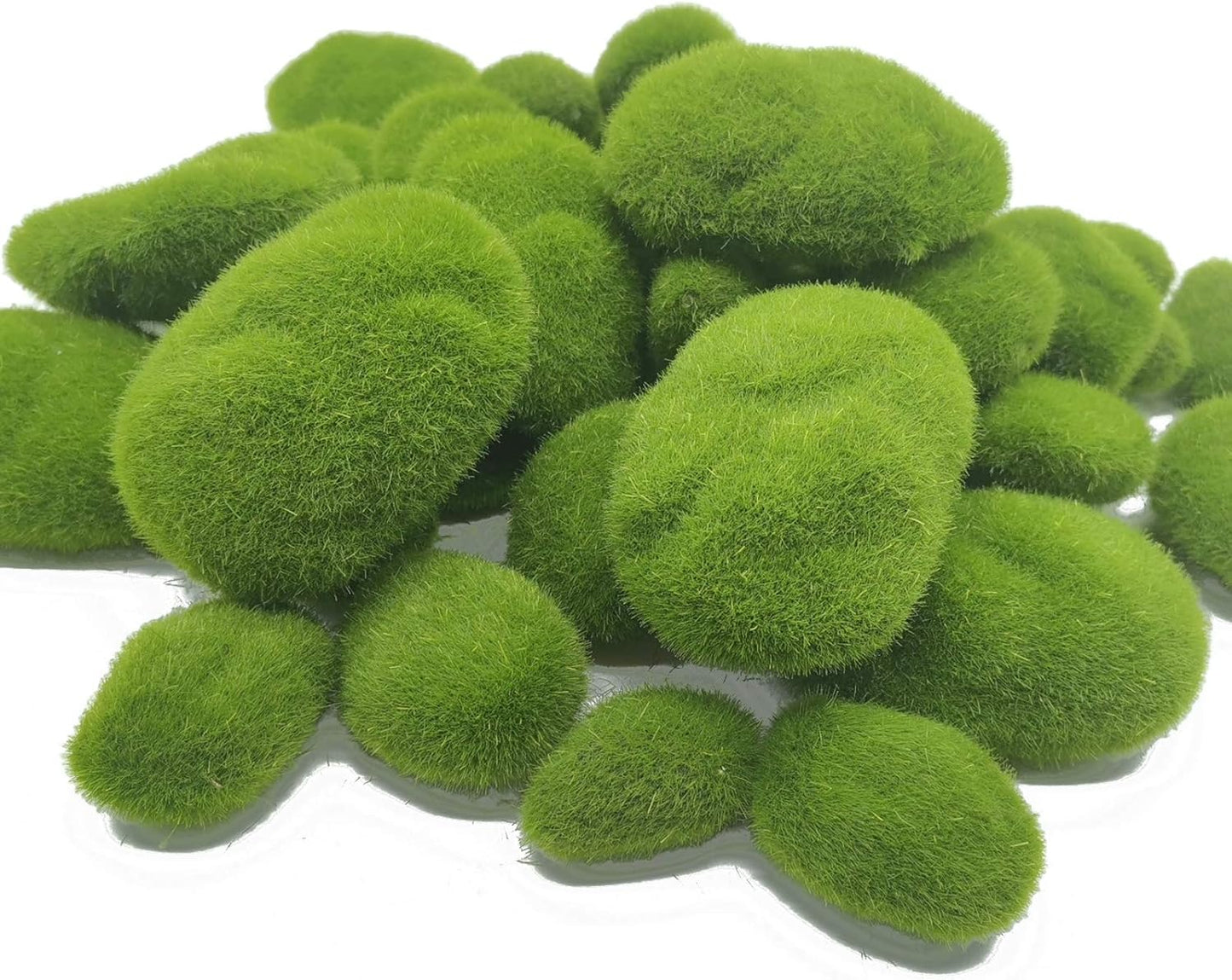 Artificial Moss Rocks / Green / Set of 40