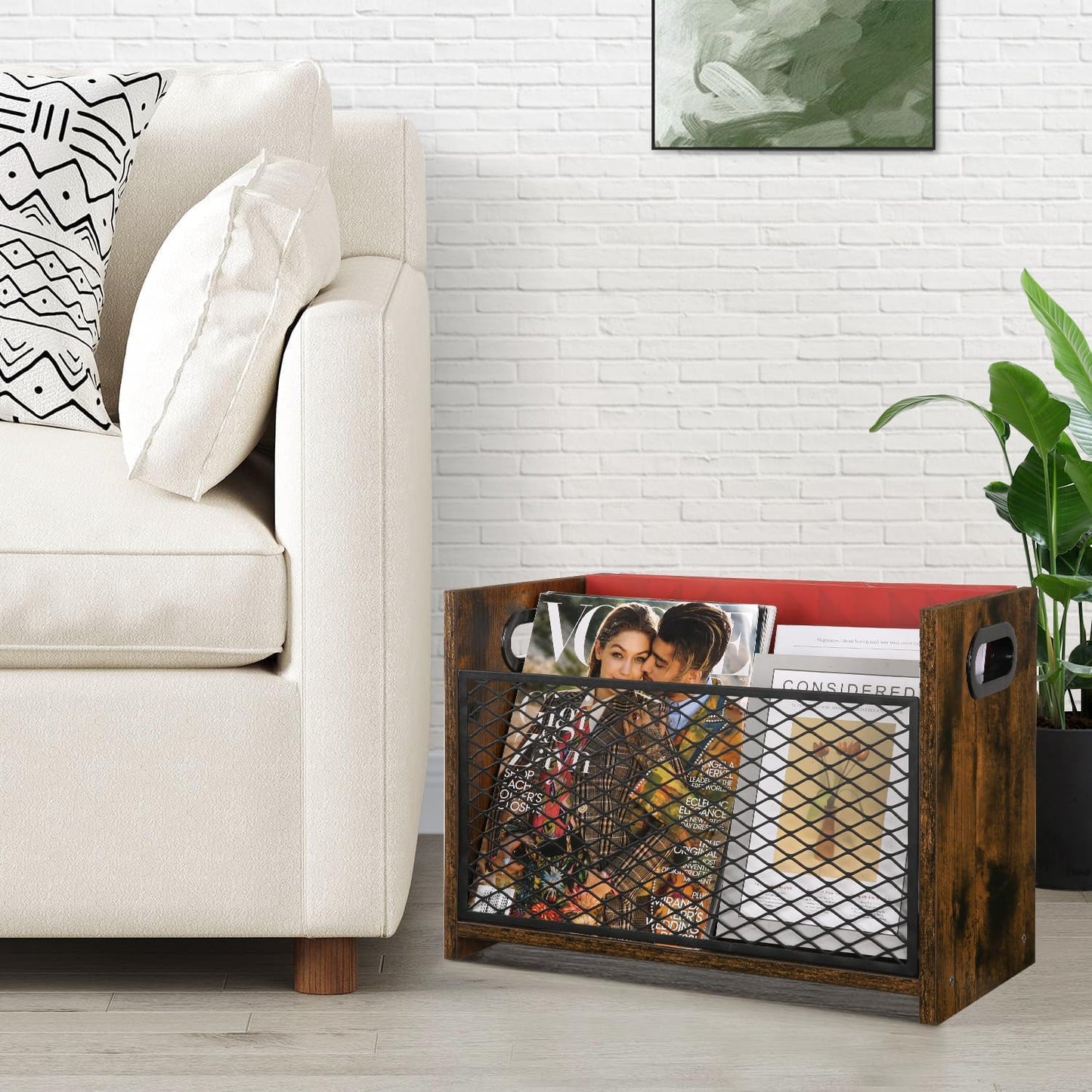 YINMIT Magazine Holder, Magazine Rack for Desktop and Home Office, Farmhouse File Storage Basket for Letters