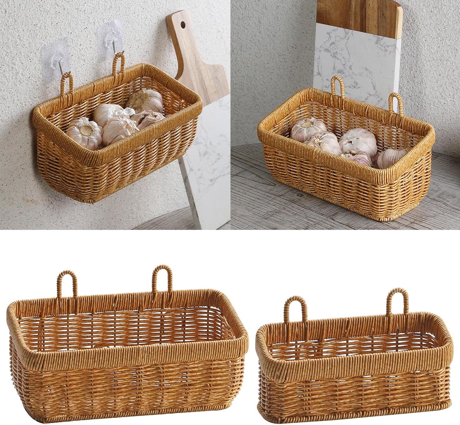 Wall Mounted Woven Rattan Storage Basket / L