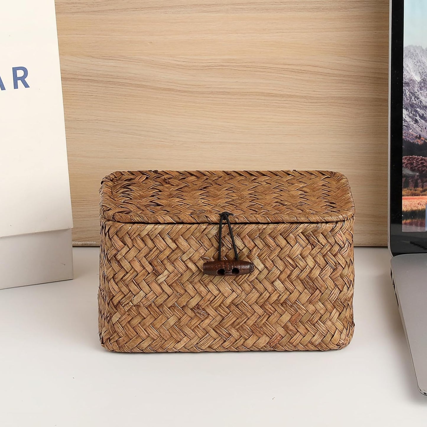 Handwoven Wicker Storage Basket Small Seagrass Box