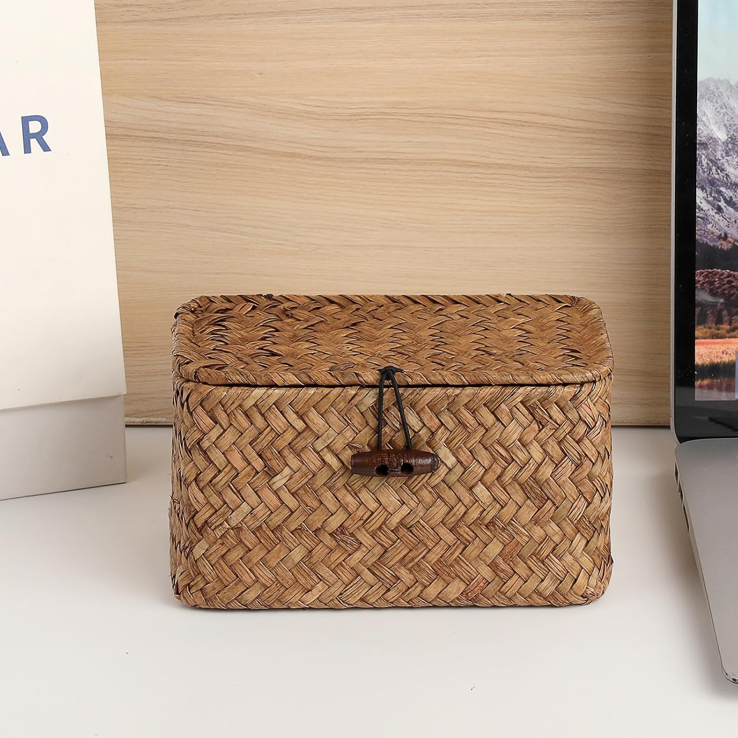 Handwoven Wicker Storage Basket Small Seagrass Box