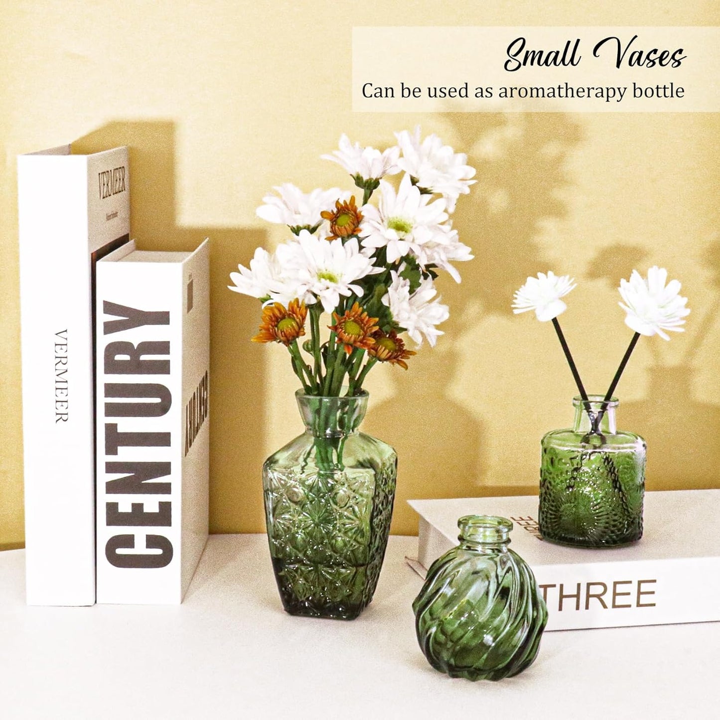 Bud Vases Set Small Vintage Glass Bottles Bud Vases in Bulk Multiple Shape Glass / Green / Set of 36