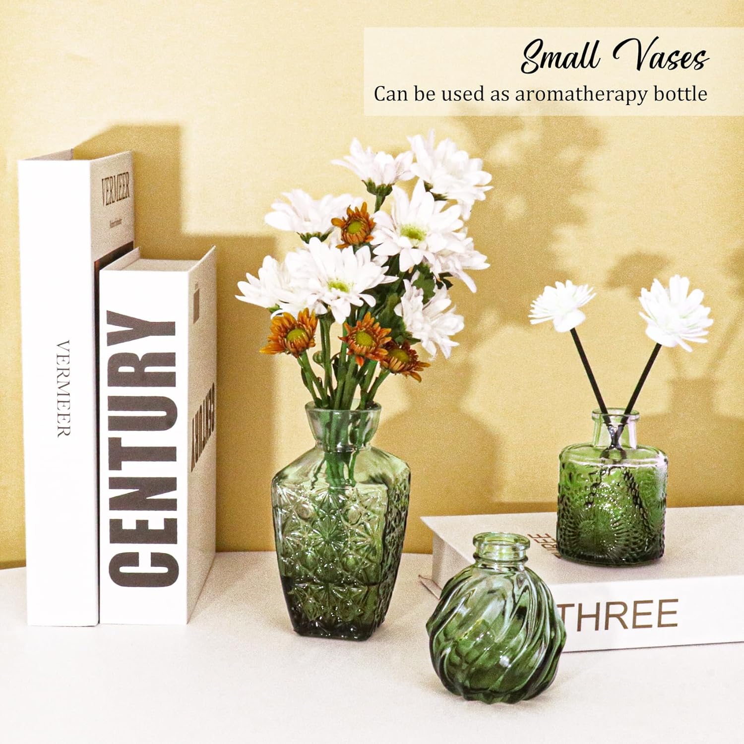 Bud Vases Set Small Vintage Glass Bottles Bud Vases in Bulk Multiple Shape Glass / Green / Set of 36