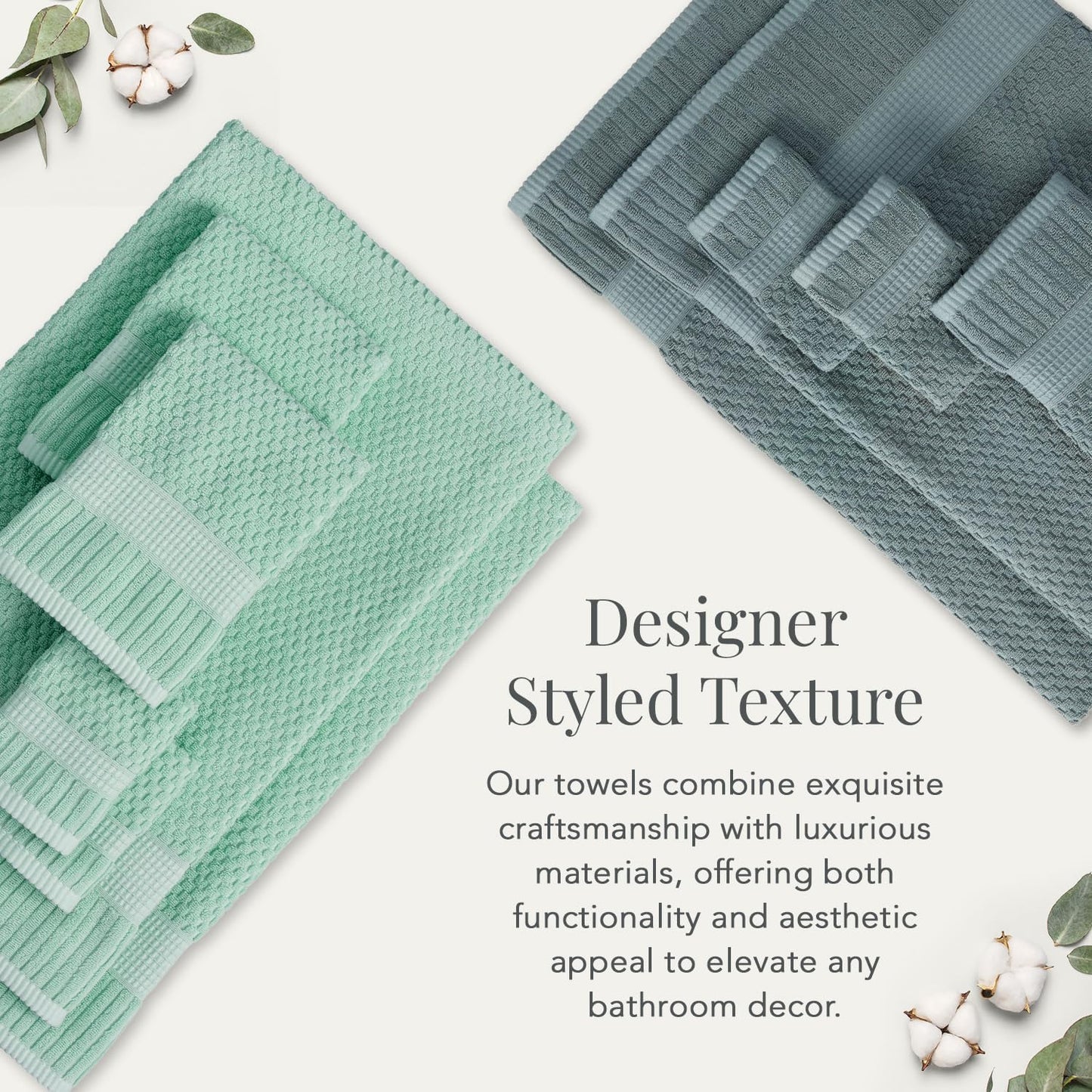 NY Loft 100% Cotton 6-Piece Bath Towel Set | Green | Oeko-TEX | Quick-Dry | 30" x 52" Bath Towels | 16" x 28" Hand