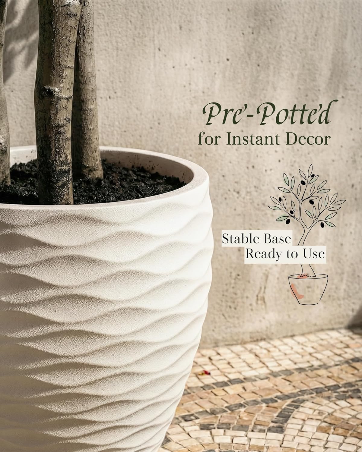 Lifelike Fake Olive Tree Floor Plant / Matte Beige / 6 Inch