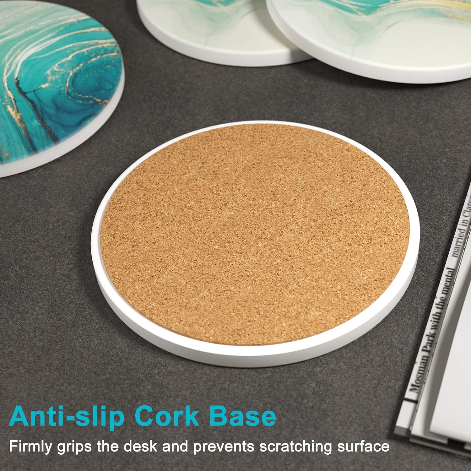 Holder and Cork Base / Luxury Gold Teal Ocean / Set of 6