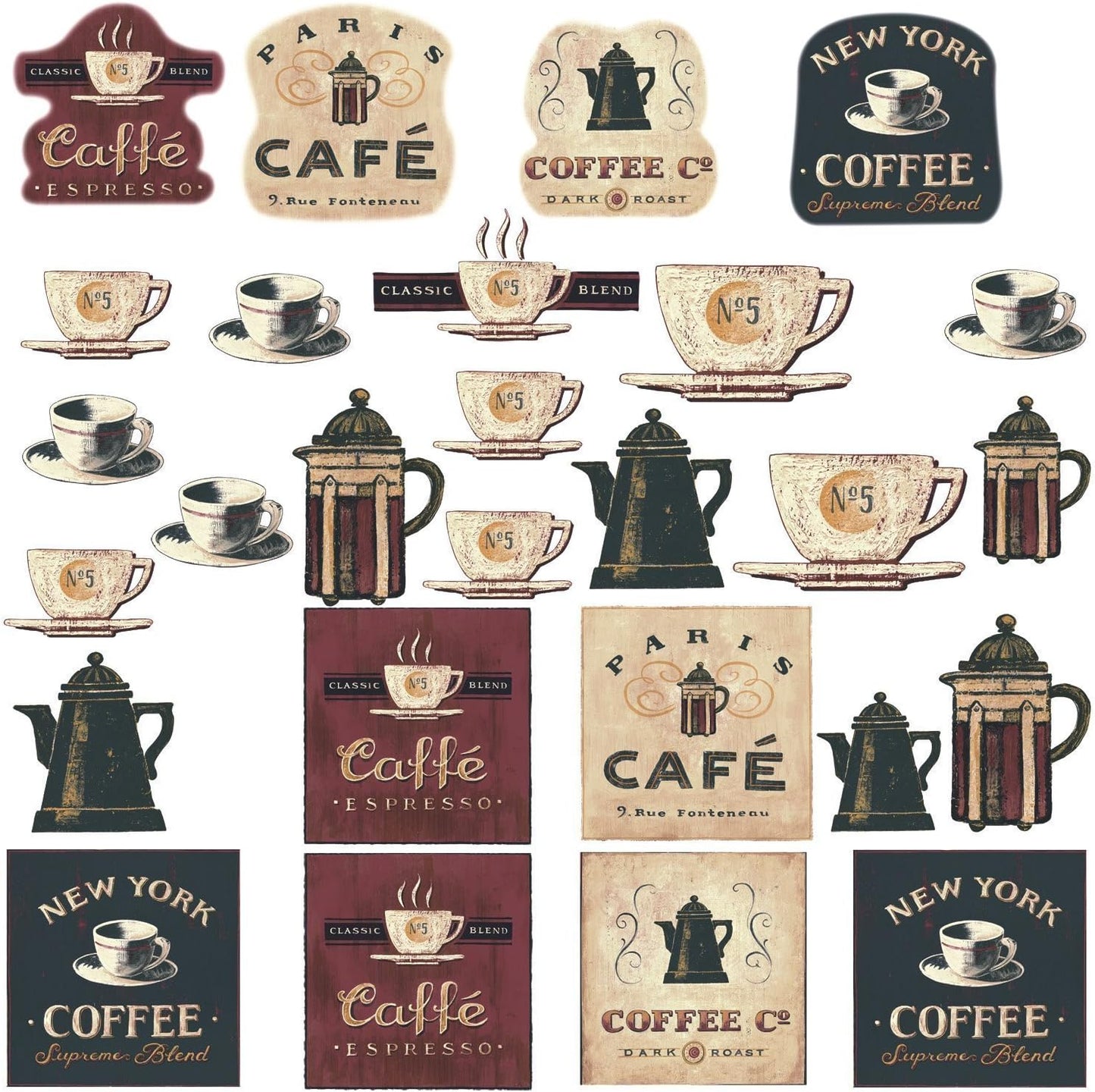 RMK1254SCS Coffee House Peel and Stick Wall Decals / 10 x 18