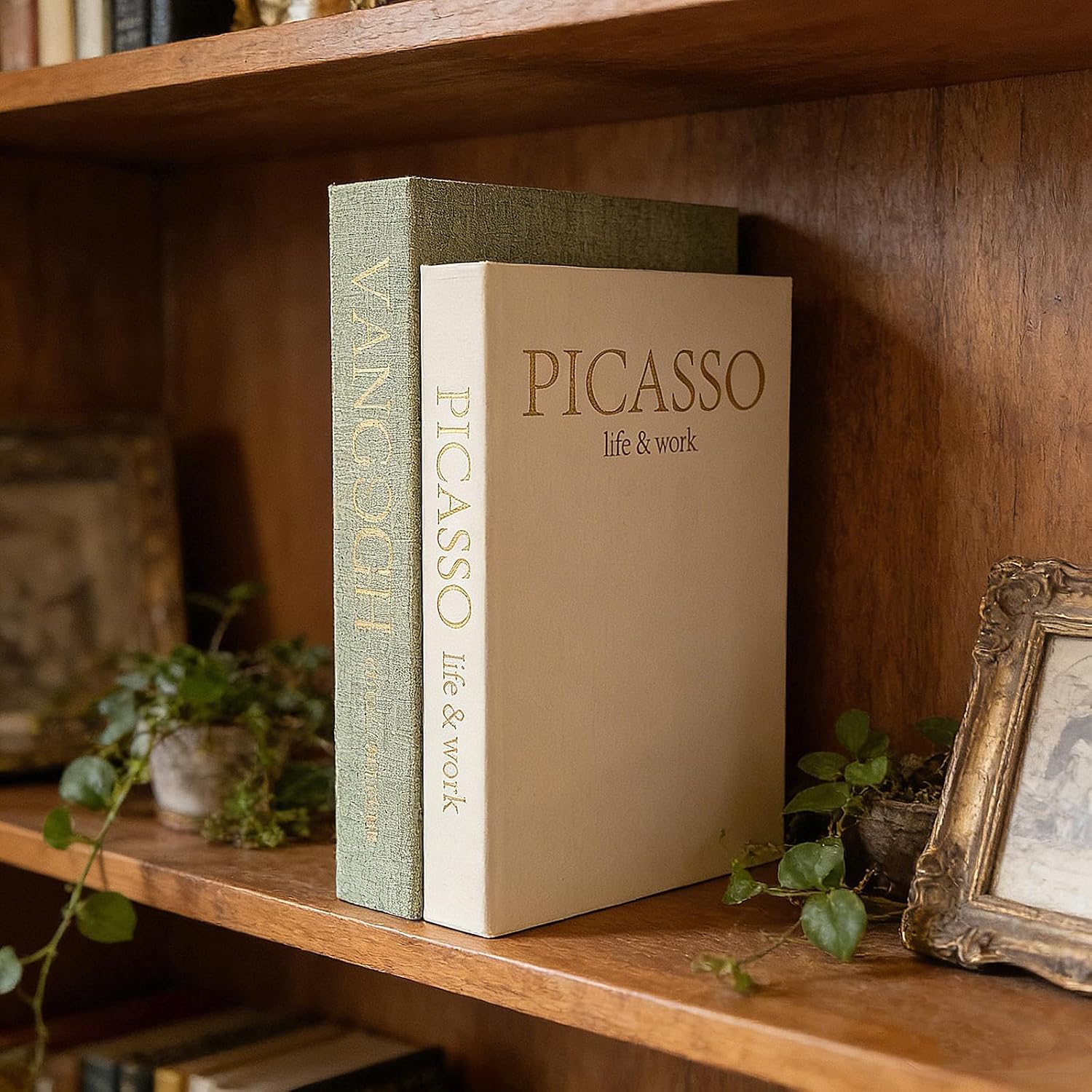Linen Faux Fake Books for Decor Aesthetic / Mint Green & Beige / Set of 2