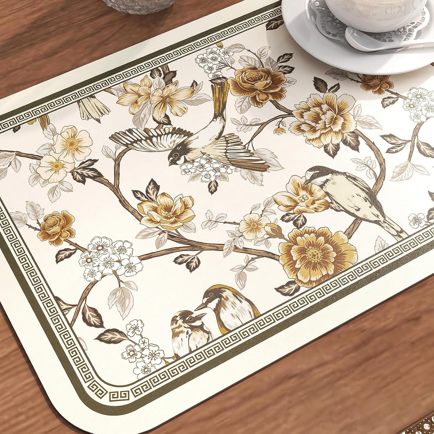 Vinyl Waterproof Placemats Set of 6 Rectangular,12"*17"-Murad A | Wipeable Beautiful Print Place Mats,Stain