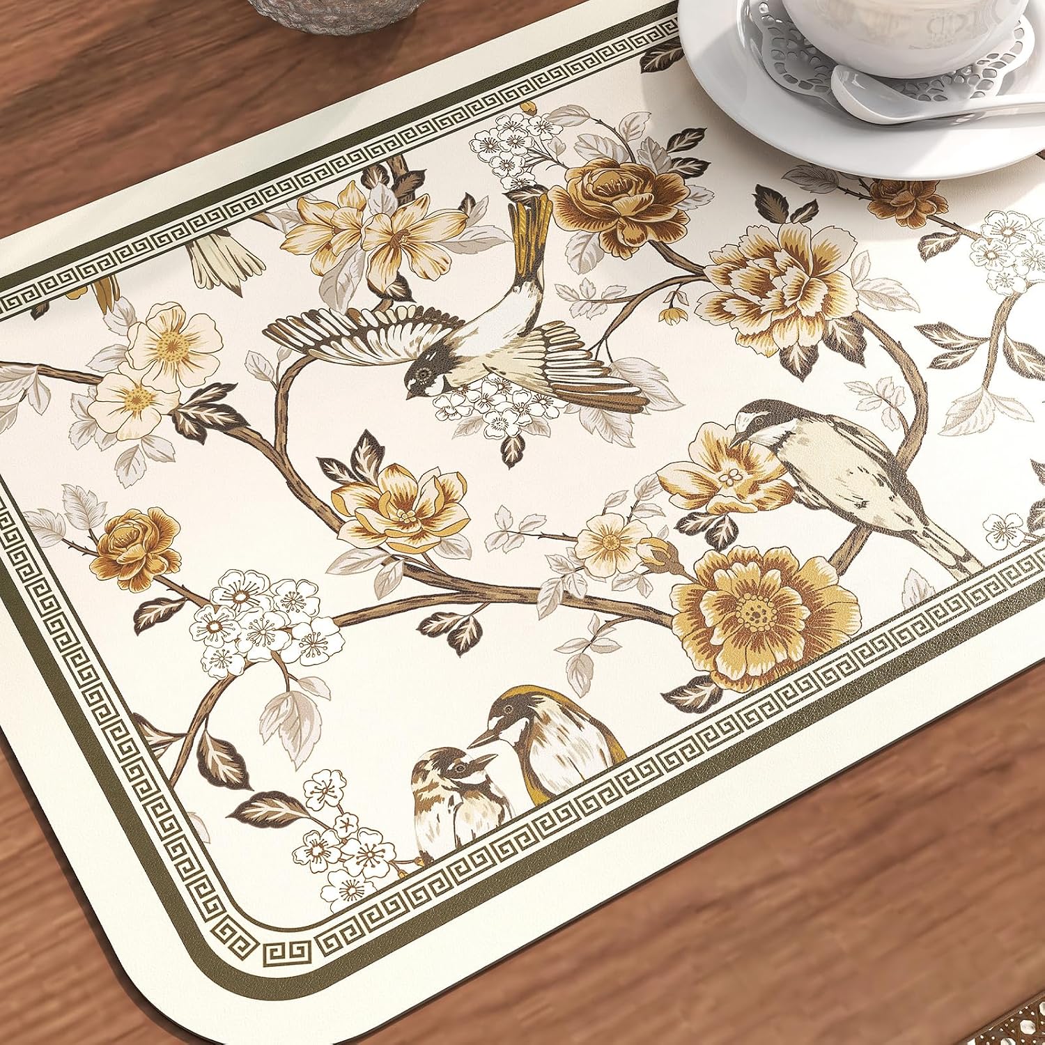 Vinyl Waterproof Placemats Set of 6 Rectangular,12"*17"-Murad A | Wipeable Beautiful Print Place Mats,Stain