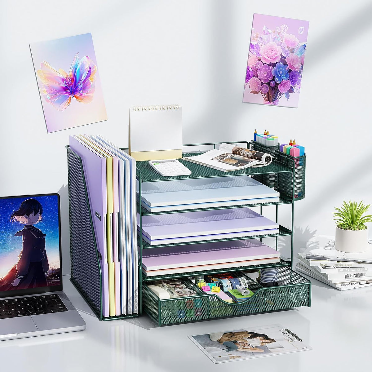 gianotter 5-Tier Desk Organizer with Drawers and File Holders | Letter Trays and Pen Holders - Workspace Accessories