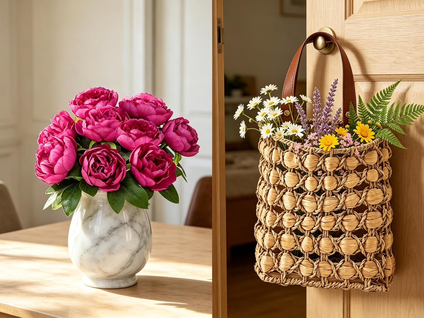 Woven Wall Baskets / Rose Pink / 17 Inch / Set of 10