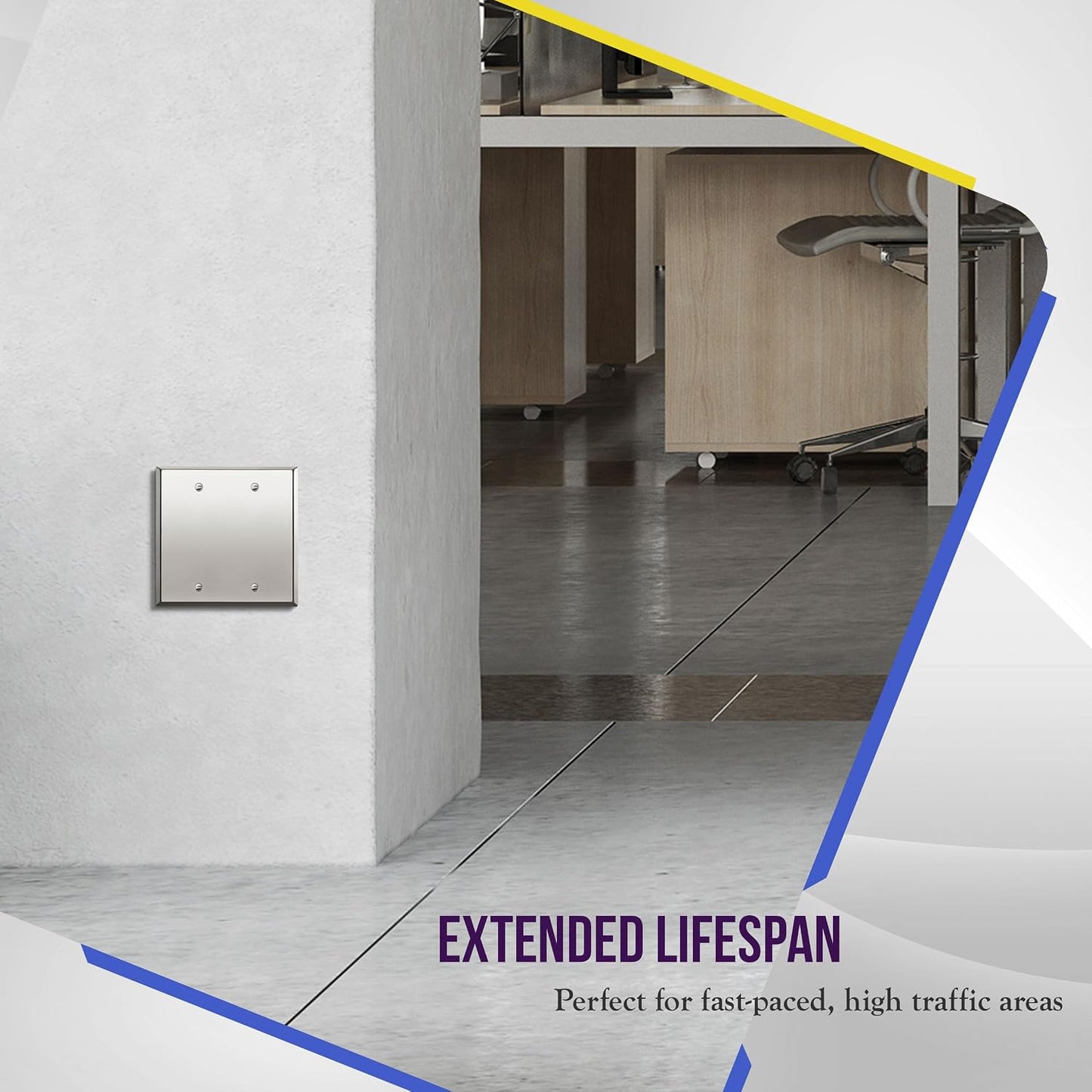 ENERLITES Blank Device Metal Wall Plate, Stainless Steel 201, Corrosion Resistant, Size 2-Gang 4.50" x 4.57"